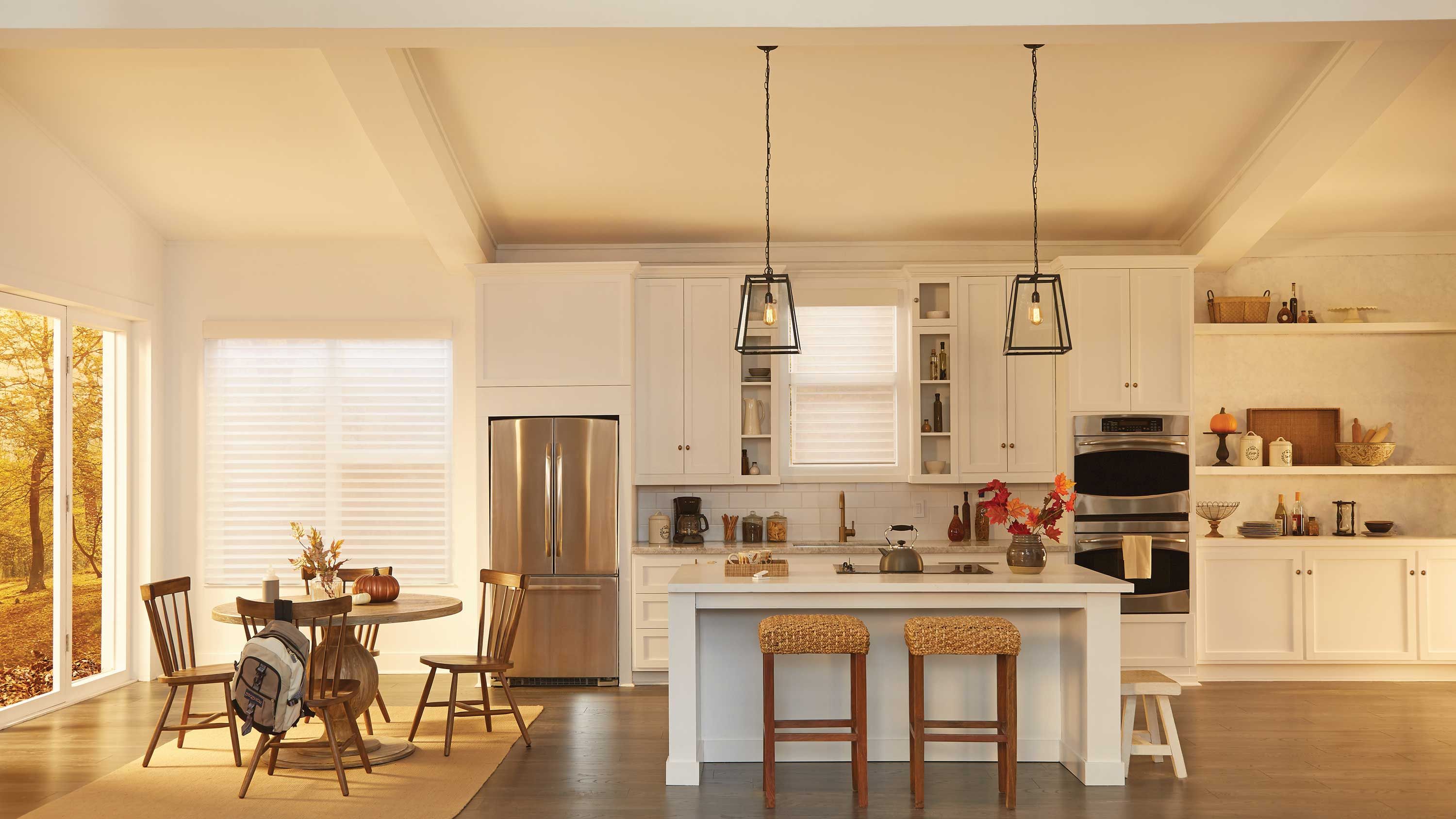 kitchen view, image, yellow tone, kichen table