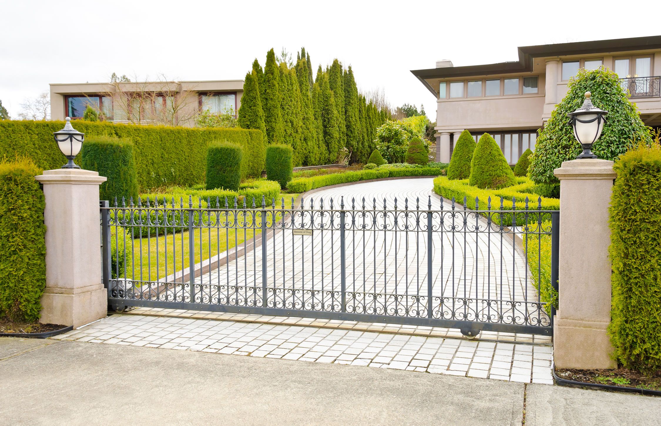 gated entry, modern home, california home