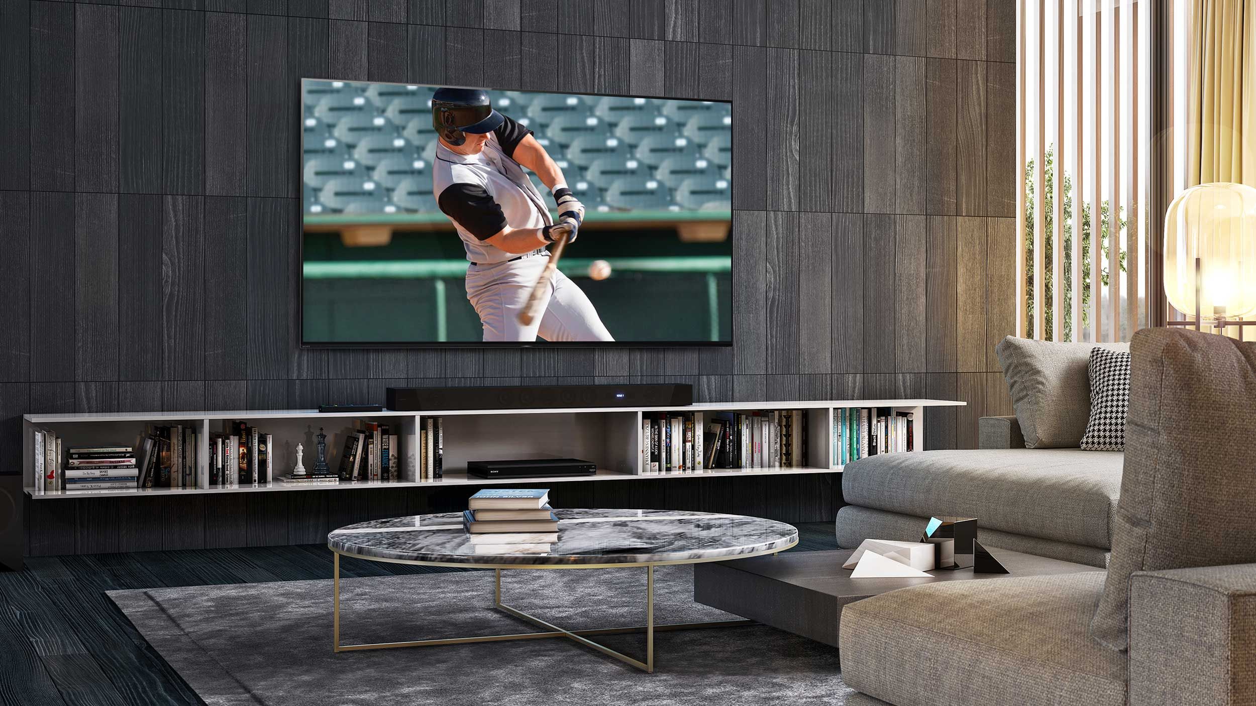 media room, living room, tv, baseball show