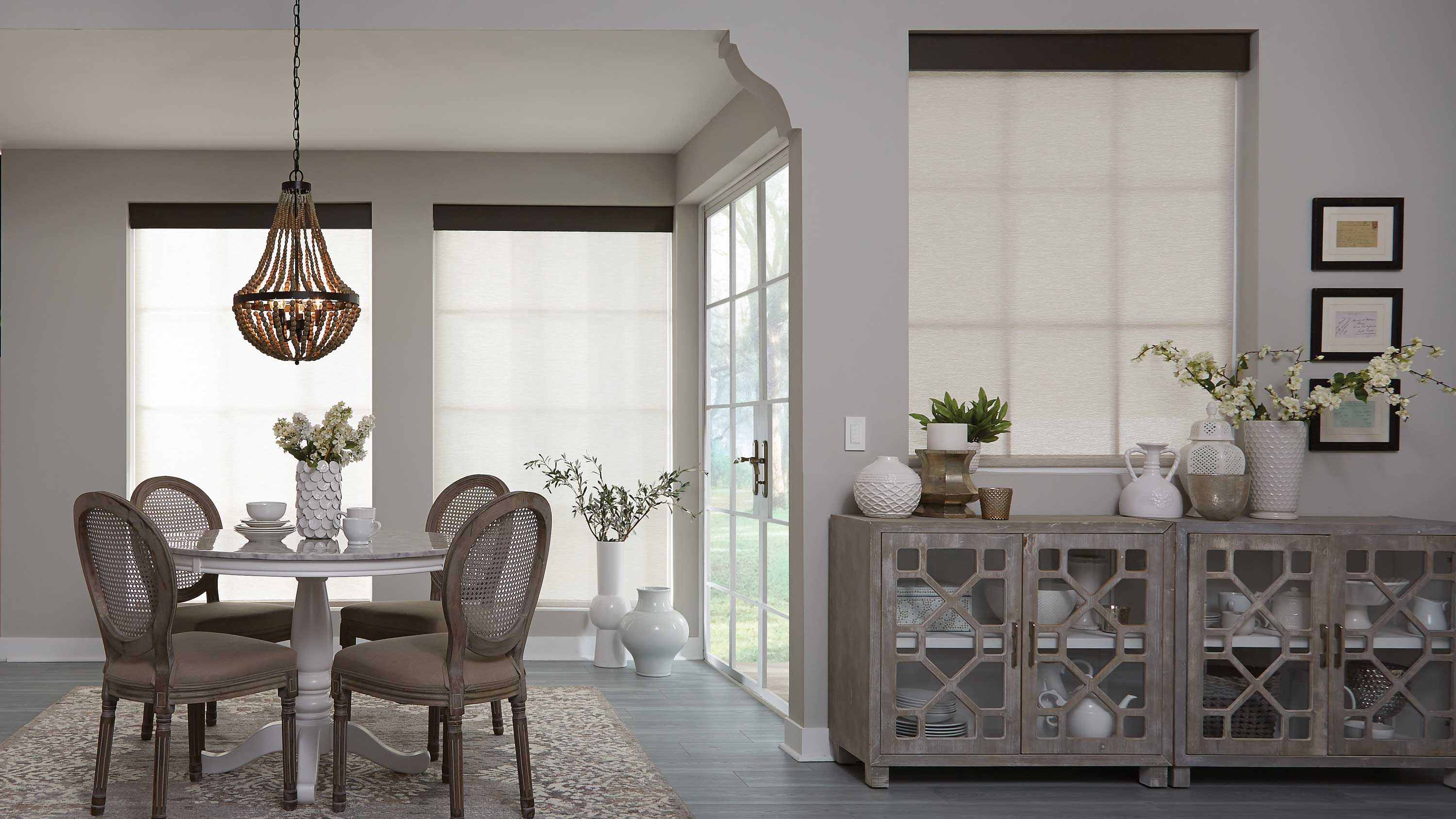 dining room, chandellier, shading, backdoor